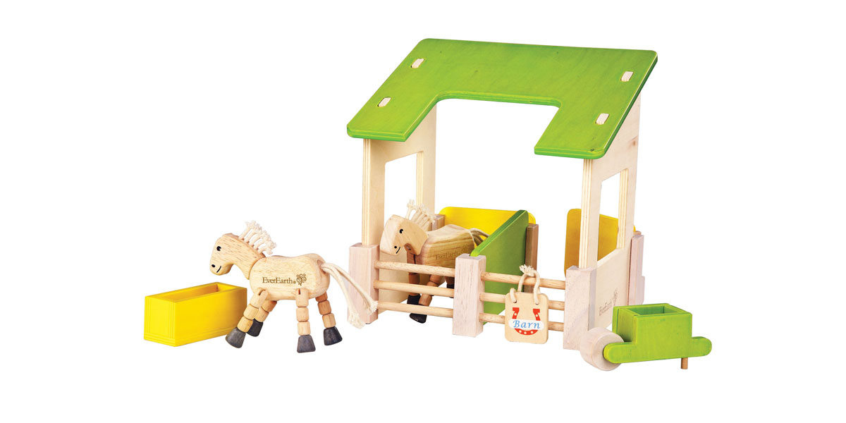 toy barn with horses