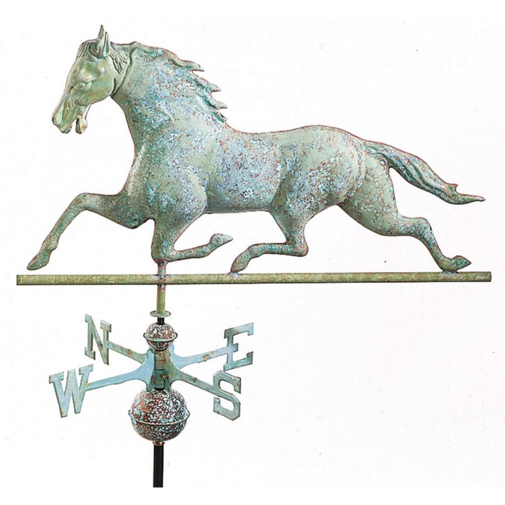 Antiqued Copper Horse Weathervane | Running Fox