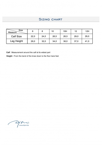 Dyon Chaps Size Chart