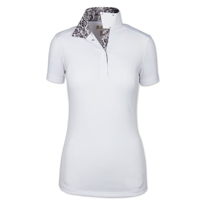 Tailored Sportsman Short Sleeve Show Shirt Black on White, Medium 